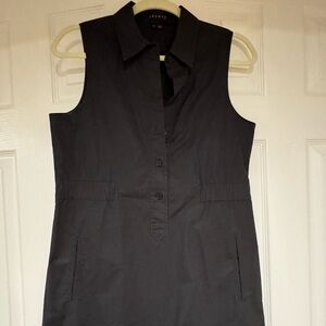 Theory, black collared cotton dress, has pockets runs small